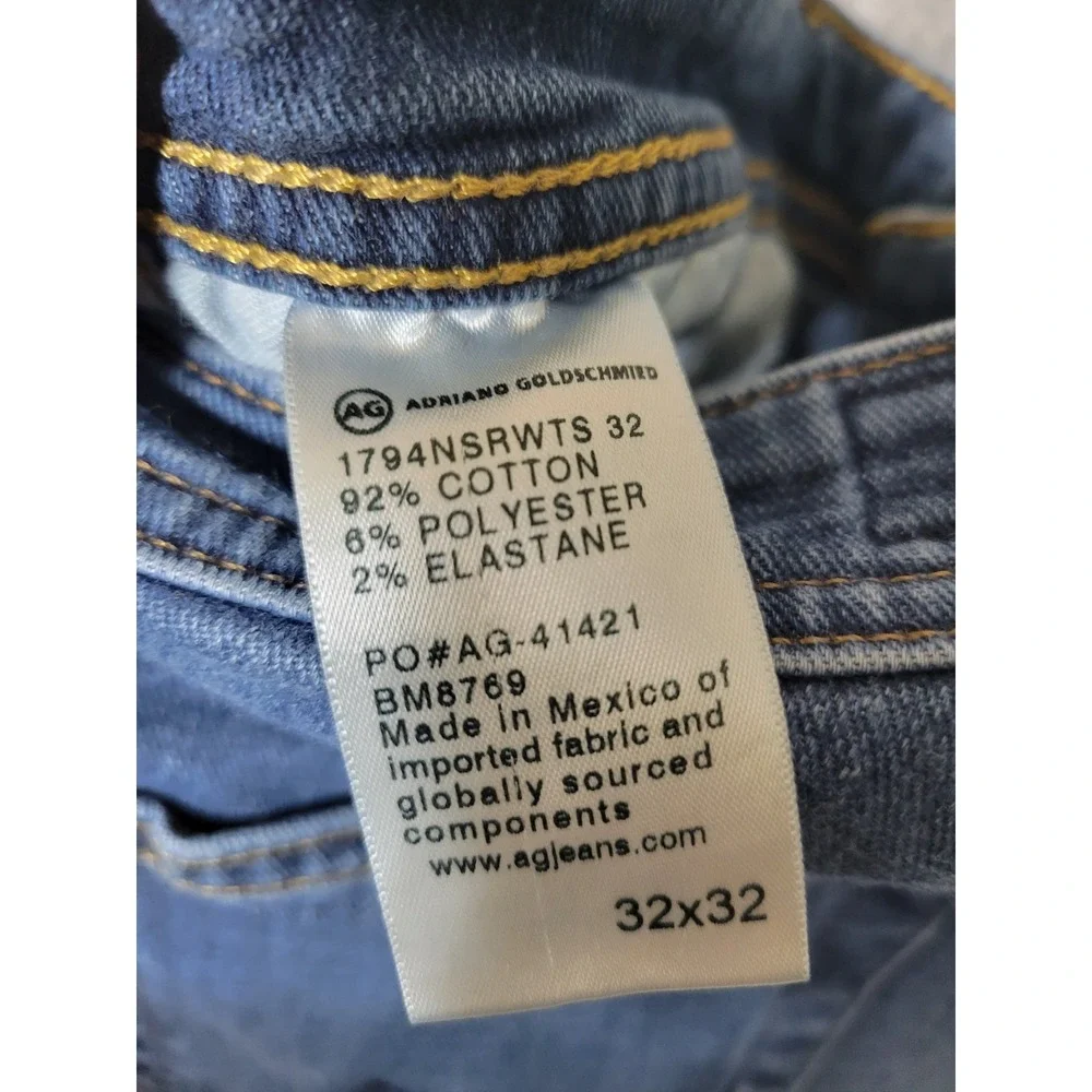 Adriano Goldschmied Slim Straight Jeans Mens Size 32x32 Blue Stretch Distressing